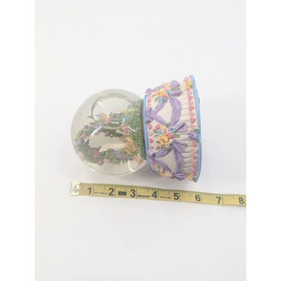 Love Makes The World Go Round Love Birds Flowers Musical Glitter Snow Globe - Picture 7 of 8
